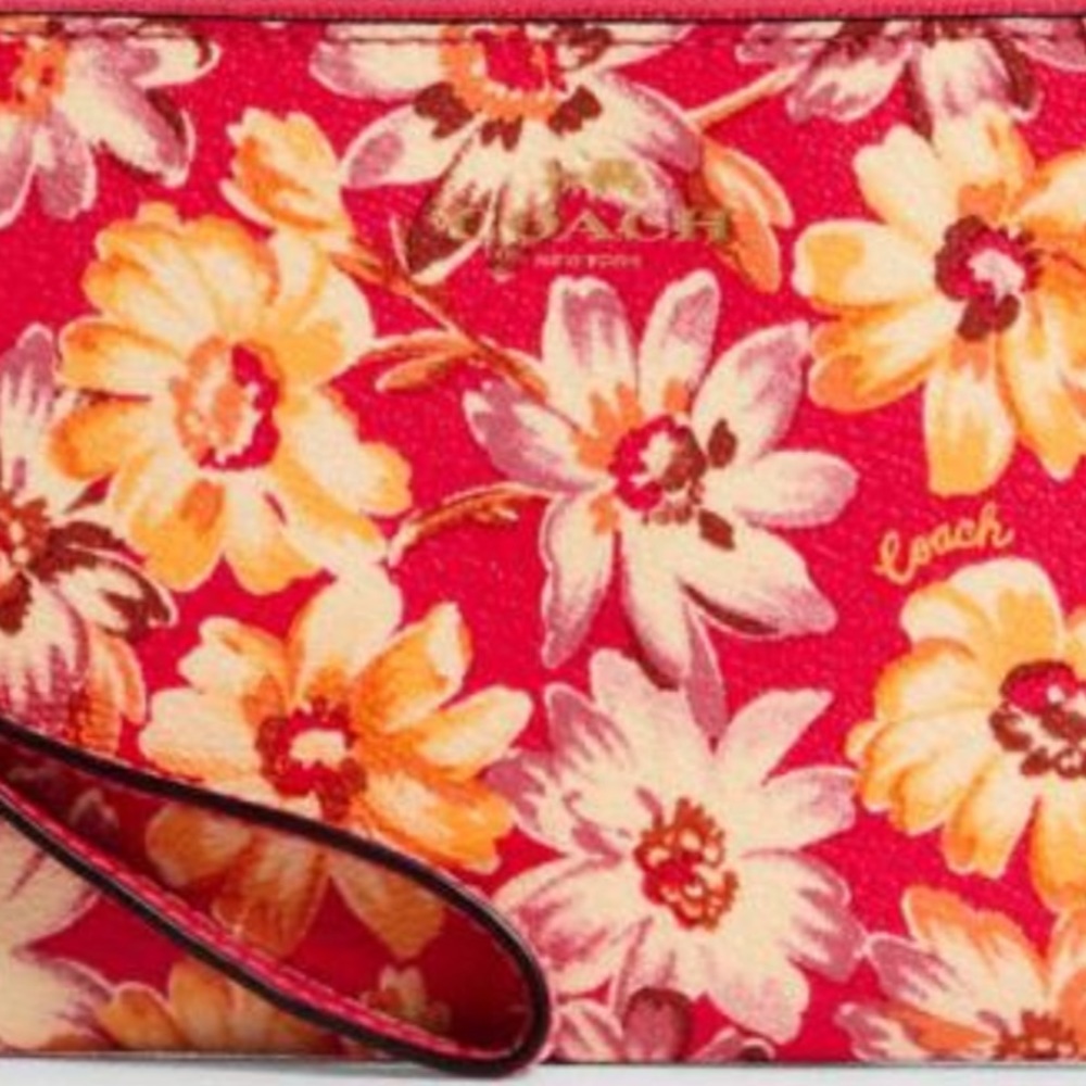COACH Wristlet Vintage Daisy Script Print - Picture 2 of 5